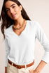 V-Neck Long Sleeve Relaxed Fit Pullover Top